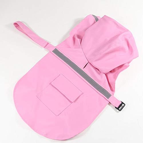 Mikayoo Large Dog Raincoat Adjustable Pet Waterproof Clothes Lightweight Rain Jacket Poncho Hoodies with Strip Reflective(Pink,XXXL)