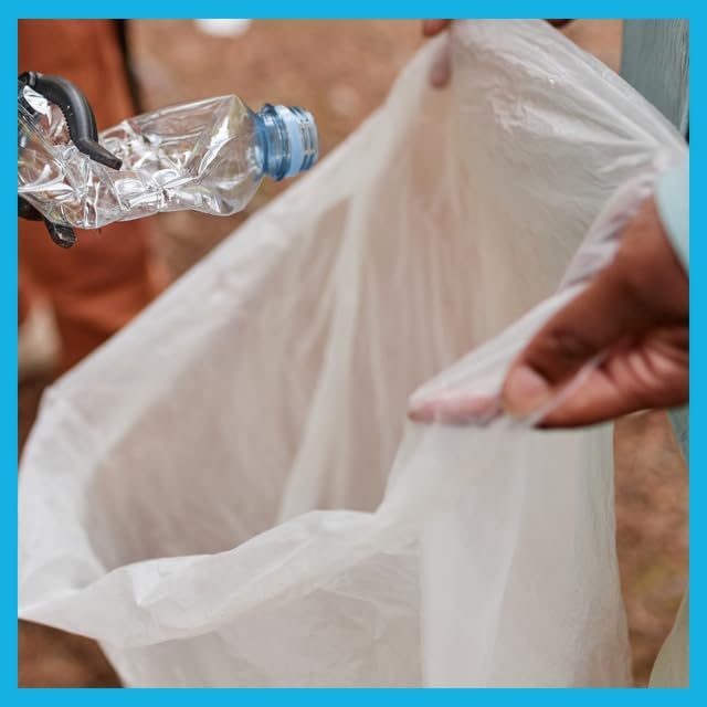 12-16 Gallon Trash Bags, Bulk Pack of 1000 High Density 6 Micron Clear Trash Bags, Lightweight Trash for Small Wastebaskets - 20 Rolls with 50 Per Roll