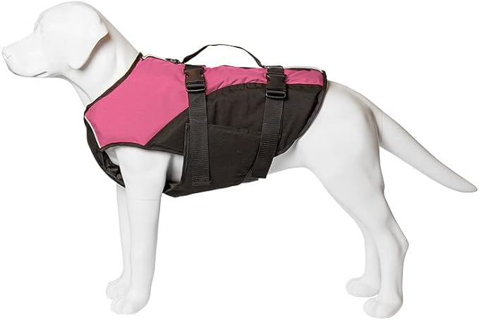 Stunt Puppy Float Doggy Life Jacket, Ergonomic Dog Life Vest for Swimming, Patented Design for Secure Fit, Small Wide, Pink