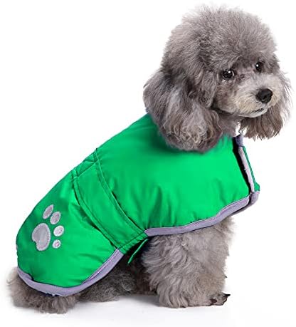 Queenmore Dog Winter Coat, Cold Weather Fleece Jacket for Dogs, Waterproof Reflective Reversible, for Small, Medium and Large Dogs (Green, 2XL)
