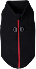 Gooby Zip Up Fleece Dog Sweater - Black, X-Large - Warm Pullover Fleece Step-in Dog Jacket with Dual D Ring Leash for Small to Medium Dogs