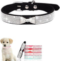 Serijoars Small Dog Collar with Rhinestone Crystal Diamond Colorful Bling Girl Puppy Cat Collars (S, Black3)