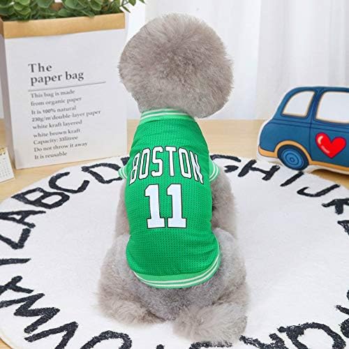 Dog Clothes Basketball Mesh Breathable T-Shirt,Pet Clothes Puppy Sportswear Spring/Summer Fashion Dog Shirt. (Green, Small)