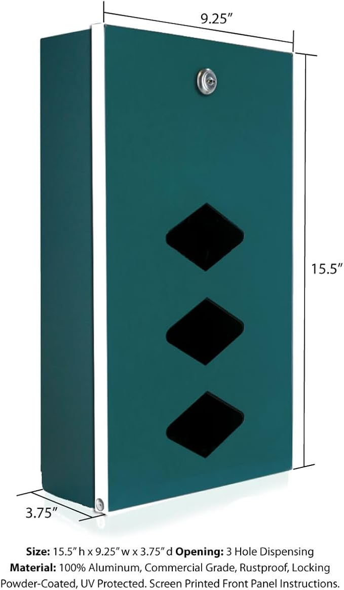 DISPENSE-ART™ collection "Green Land Abstract" - Custom UV printed design on rust-proof aluminum starter dog waste station/roll bag system - Includes 400 dog waste bags & 10x12 Sign
