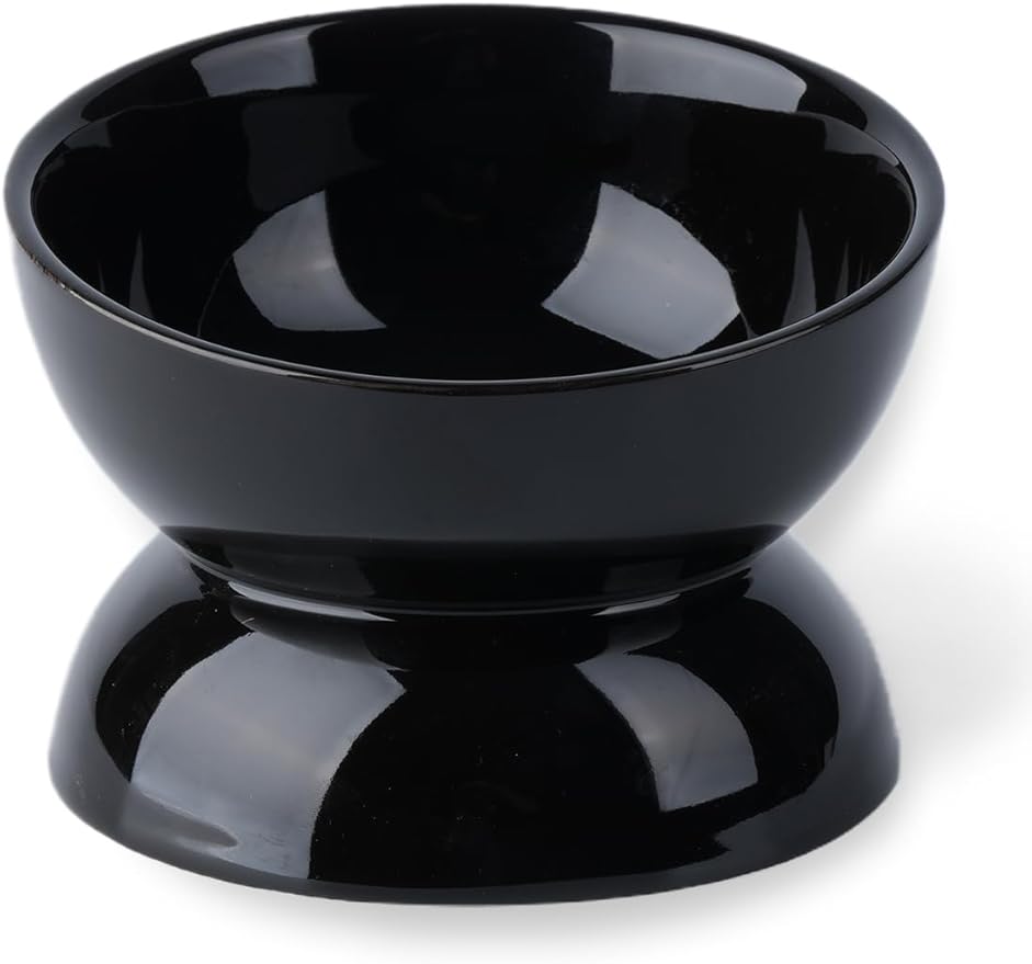 Cat Water Bowl, 16 OZ Ceramic Elevated Cat Bowls, 15° Tilted and Raised Pet Food Dish, Anti Vomiting Protect Pets' Spines and Whisker Fatigue