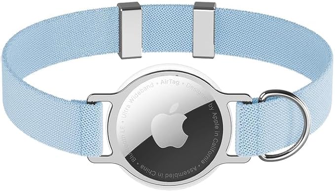 AirTag Cat Collar,Ultra Elastic Cat Tracker Collar with Apple Air Tag Holder, [Lightweight][Scratch Resistant] Stepless Adjustable GPS Pet Collar for Cats Kittens (Blue)