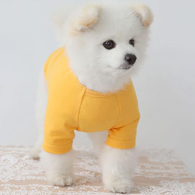 Dog Shirt for Small Dogs Plain T-Shirts Soft Breathable Dog Cotton Shirt pet Clothes (Small, Yellow)