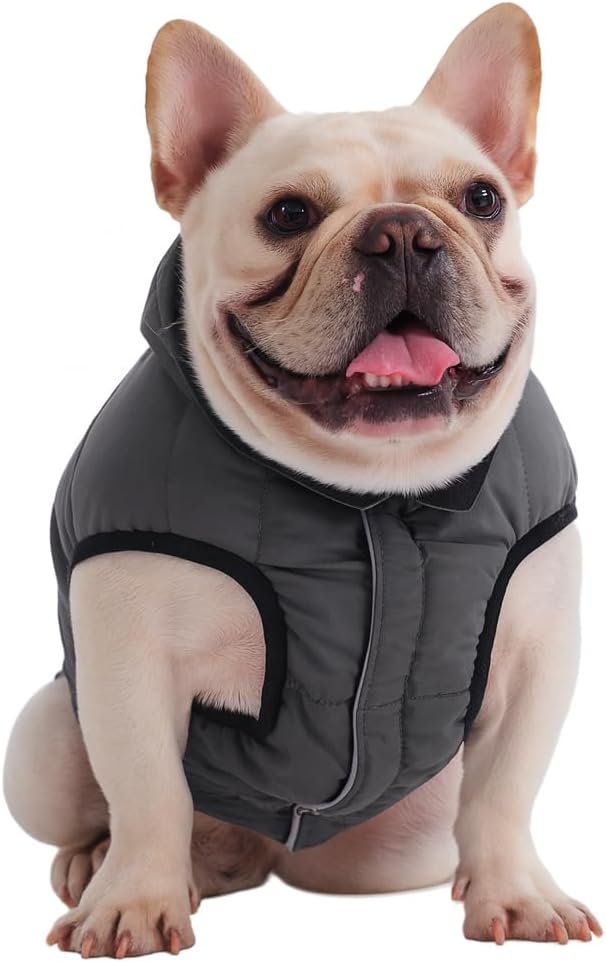 PetWarm Reversible Dog Cold Weather Coats, Waterproof Dog Puffer Vest, Vest for Dogs with Hook-and-Loop Strap, Windproof Outdoor Coat for Winter Walks and Snowy Days, Grey, M