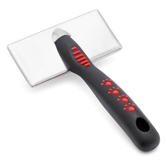 Jeffers Non-Slip Slicker Brush for Pets – Medium Size, Soft Pins, Red & Black – Detangling Grooming Tool for Dogs & Cats with Short, Long, Thick & Curly Coats – Comfortable Grip Pet Comb