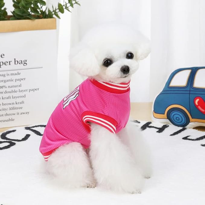 Dog Clothes Basketball Mesh Breathable T-Shirt,Pet Clothes Puppy Sportswear Spring/Summer Fashion Dog Shirt. (Pink, Medium)