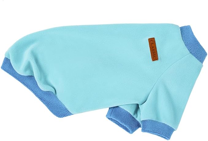 GreenJoy Classic Fleece Dog Sweater – Soft & Warm Stretchy Sweatshirt for Small Dogs & Cats, Cold-Weather Pullover for Everyday Wear (Light Blue, Medium)