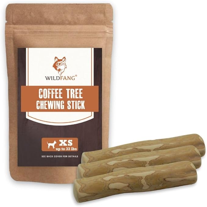Wildfang® Coffee Wood Dog Chew, XS - Tough Chew Toys for Aggressive Chewers, Dog Teething Toys for Puppies, Training for Chewing Muscles, Coffee Tree Sticks for X-Small Dogs (Under 22 lbs), Pack of 3