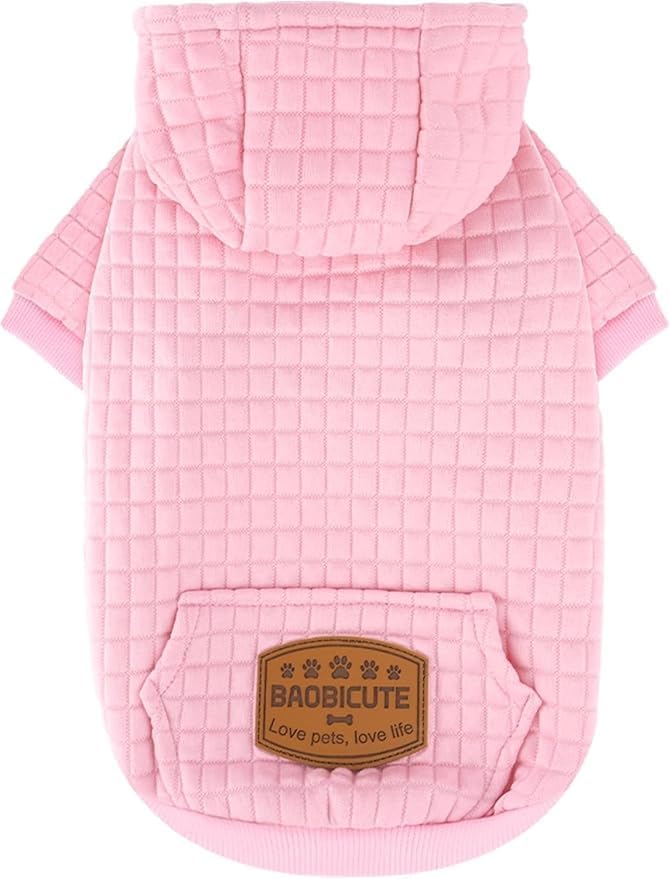 2 Pack Dog Hoodie Sweaters for Small Medium Dogs Warm Dog Clothes for Large Dogs Soft Waffle-Like Laminated Sweatshirt Bulldog (Pink, XXS (Back: 8",Chest: 11", Neck: 7.9"))