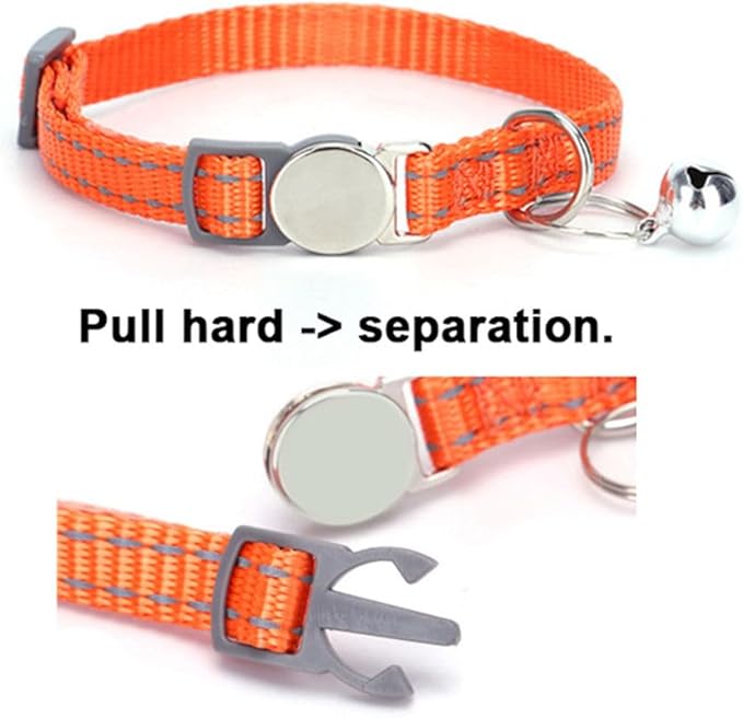 Purple Dog Breakaway Collar with Bell, Soft Nylon Break Away Reflective Cat Collars with Bell for Xs Small Female Puppy Girls Dogs Kitten, Neck 7-11 Inch