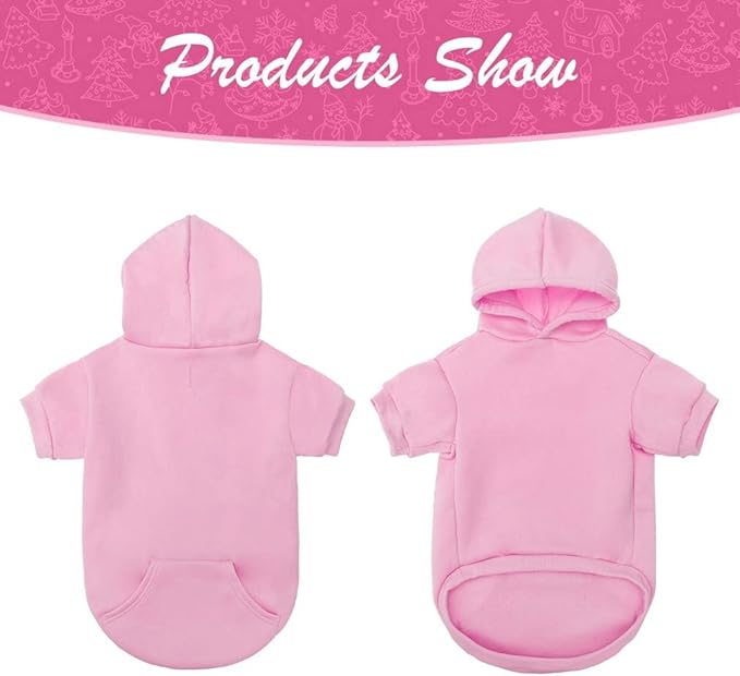 KOOLTAIL Basic Dog Hoodie - Soft and Warm Dog Hoodie Sweater with Leash Hole and Pocket, Dog Winter Coat, Cold Weather Clothes Sweatshirt for Small Medium Large Dogs Puppy Cat Boys Girls Pink L