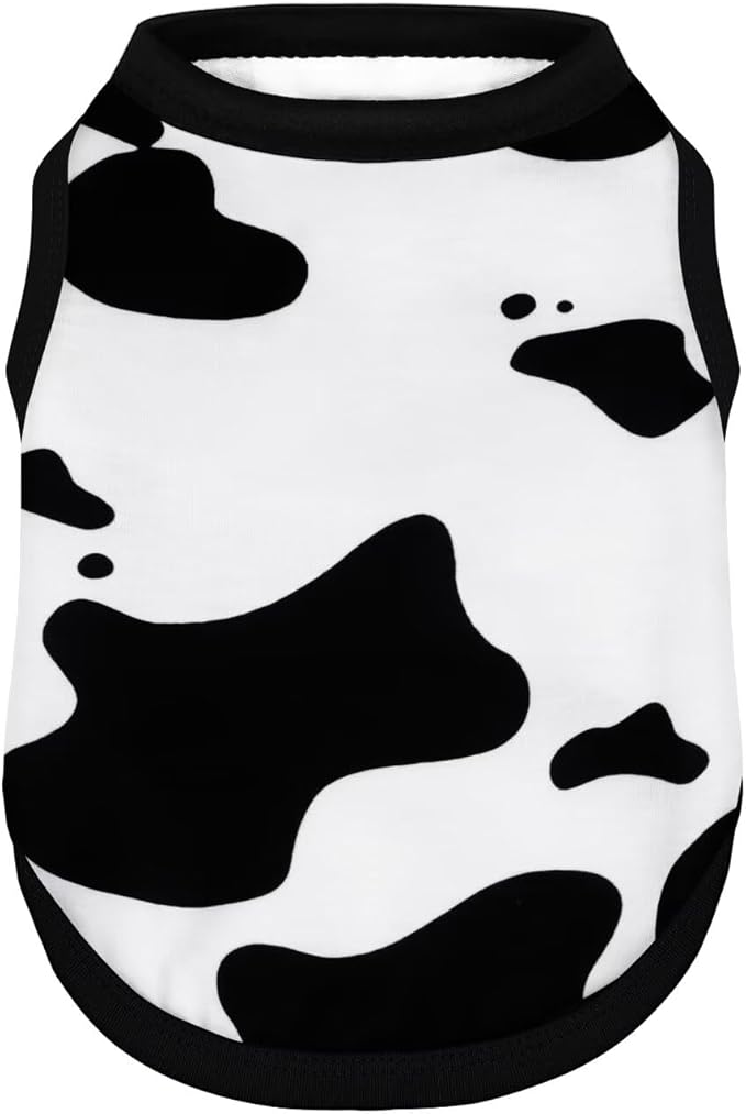 Adorable Cow Print Dog Shirts – Lightweight, Cozy Outfit for Small to Medium Dogs, Soft & Snuggly Pet Wear for Everyday Comfort and Cuteness.Back & M
