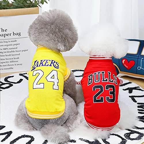 Dog Clothes Basketball Mesh Breathable T-Shirt,Pet Clothes Puppy Sportswear Spring/Summer Fashion Dog Shirt. (Orange, Small)