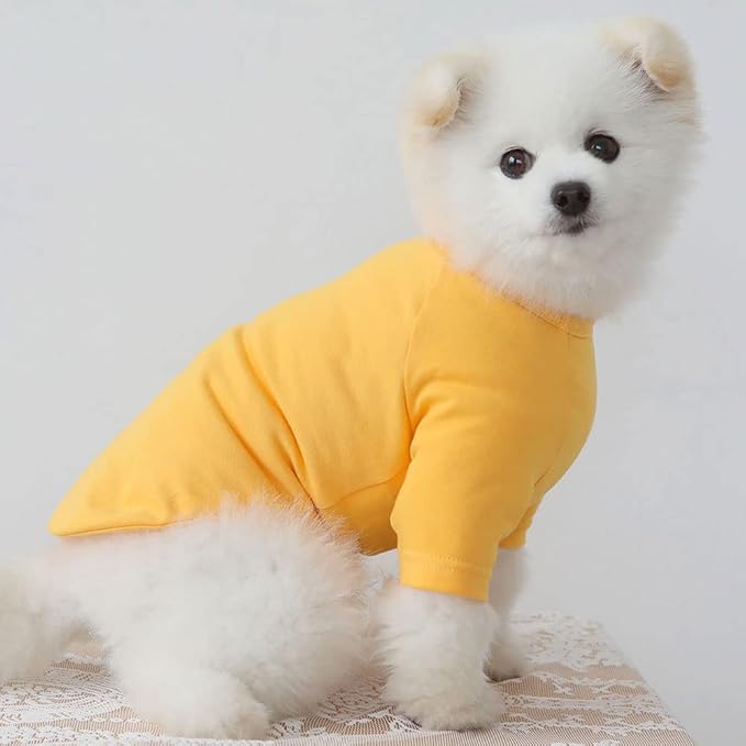 Dog Shirt for Small Dogs Plain T-Shirts Soft Breathable Dog Cotton Shirt pet Clothes (Small, Yellow)