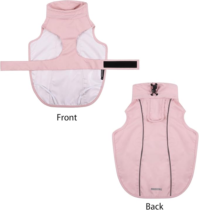 Waterproof Dog Raincoat, Adjustable Lightweight Dog Rain Jacket with Reflective Strip Leash Hole for Small Medium Large Dogs (Pink, Large(22-37lb))