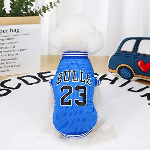 Dog Clothes Basketball Mesh Breathable T-Shirt,Pet Clothes Puppy Sportswear Spring/Summer Fashion Dog Shirt. (Blue, Small)