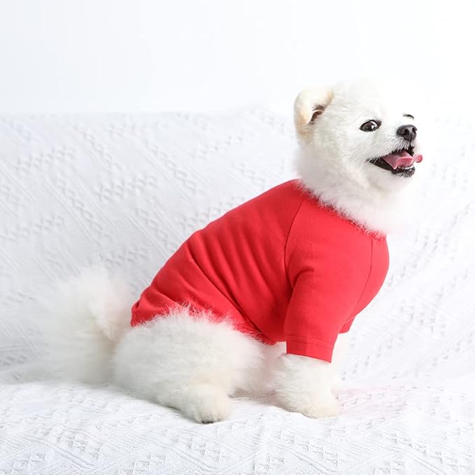 Dog Shirt for Small Dogs Plain T-Shirts Soft Breathable Dog Cotton Shirt pet Clothes (Large, Red)