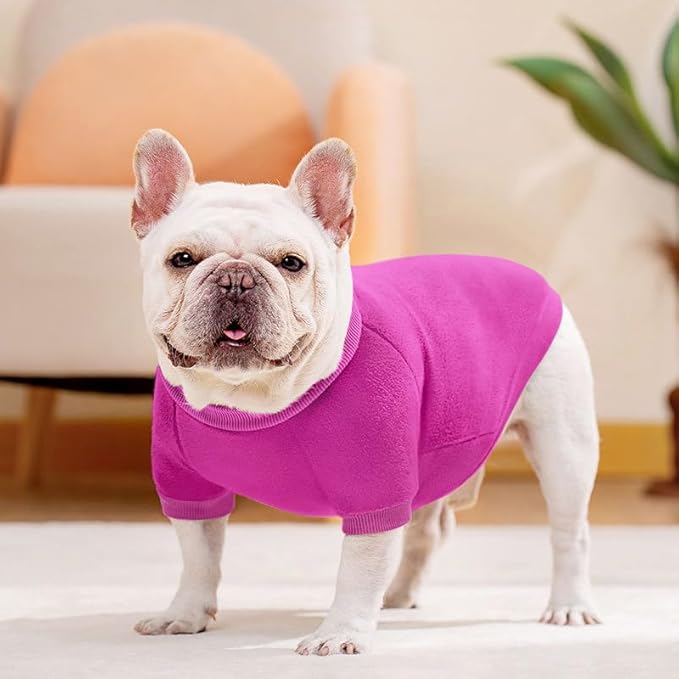 Idepet Dog Fleece Sweater Pet Dog Clothes Small Dogs Pullover Sweatshirt Soft Puppy Sweater Warm Winter Shirt Classic Cat Apparel for Small Dogs and Cats (X-Large, Purple)