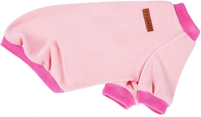 GreenJoy Classic Fleece Dog Sweater – Soft & Warm Stretchy Sweatshirt for Small Dogs & Cats, Cold-Weather Pullover for Everyday Wear (Light Pink, Medium/Large)