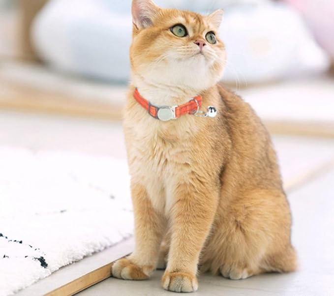 Pink Reflective Cat Collar with Bell, Breakaway Kitten Collar with Bell Safety Soft Nylon Break Away Female Puppy Collar with Bells for XXS Xs Small Tiny Little Girl Pet Dogs, Neck 7-11 inch