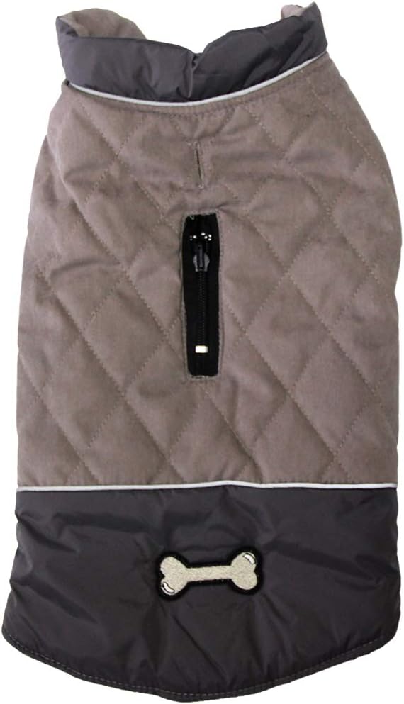 Reversible Dog Coats for Small Dogs Waterproof Warm Dog Jacket for Cold Winter,Grey M
