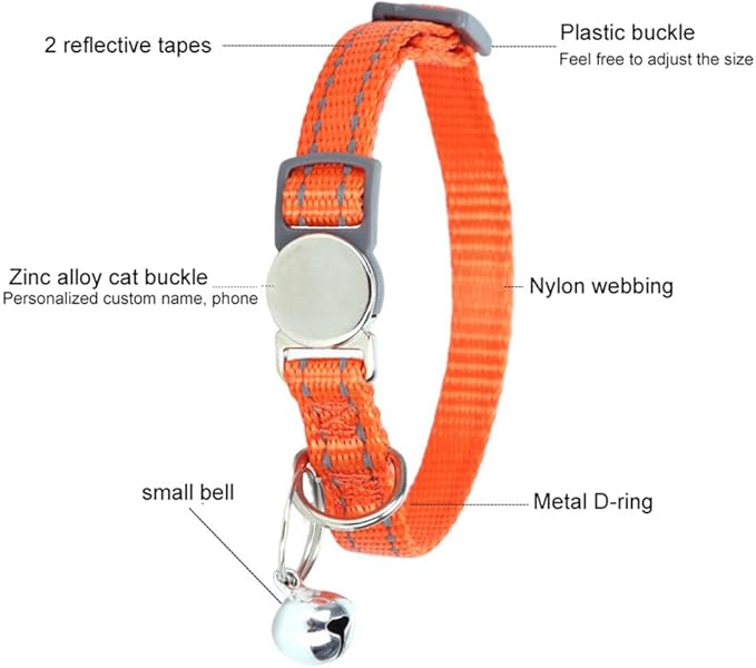 Breakaway Small Dog Collar with Bell, Reflective Soft Nylon Break Away Snap Cat Collar with Bells for Xs Tiny Puppy Dogs, Neck 7-11 Inch, Blue