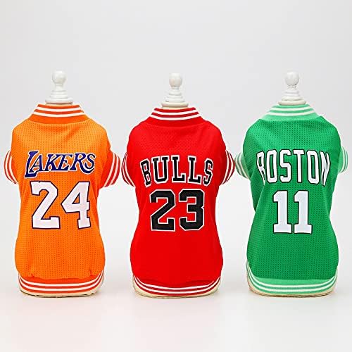 Dog Clothes Basketball Mesh Breathable T-Shirt,Pet Clothes Puppy Sportswear Spring/Summer Fashion Dog Shirt. (Green, Large)