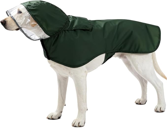 Raincoat Packable Hooded Dog Rain Jacket Reflective Strips Lightweight Adjustable Poncho for Small Medium Large Dogs Army GreenXS (Back:11 Inches)