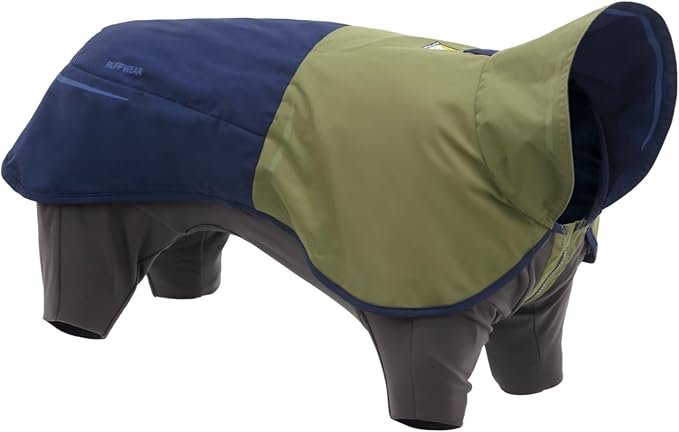 Ruffwear, Sun Shower Dog Raincoat Coverall, Waterproof & Windproof All-Weather Jacket with Full Coverage & Leg Straps, Lightweight & Reflective Dog Gear, Midnight Blue, X-Small