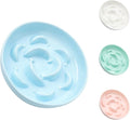 Ceramic Cat Slow Feeder Bowl - Pastel Series Cat Plate for Dry and Wet Food - Cute Maze Feeder Dish for Healthy Eating - Dishwasher Safe - 6.3''W x 1.2''H - 7 OZ - Pale Blue