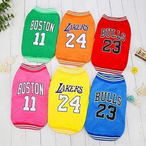 Dog Clothes Basketball Mesh Breathable T-Shirt,Pet Clothes Puppy Sportswear Spring/Summer Fashion Dog Shirt. (Green, Large)