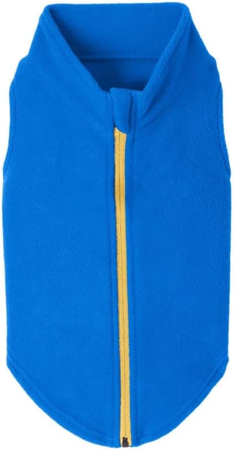 Gooby Zip Up Fleece Dog Sweater - Blue, 2X-Large - Warm Pullover Fleece Step-in Dog Jacket Without Ring Leash for Small to Medium Dogs
