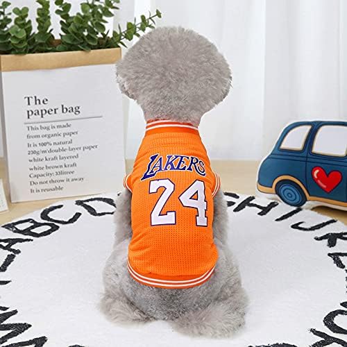 Dog Clothes Basketball Mesh Breathable T-Shirt,Pet Clothes Puppy Sportswear Spring/Summer Fashion Dog Shirt. (Orange, Large)