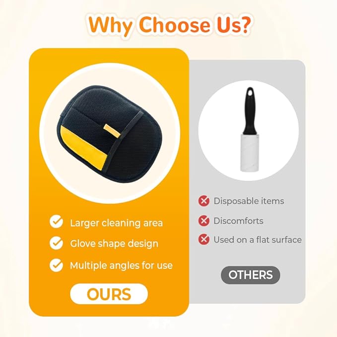 2Pcs Pet Hair Removal Gloves, 2025 New Electrostatic Pet Hair Remover, Washable Reusable Cat Grooming Gloves for Bed Sheets Couch Clothes Carpet, Premium Pet Care Accessory for Cats and Dogs (2)