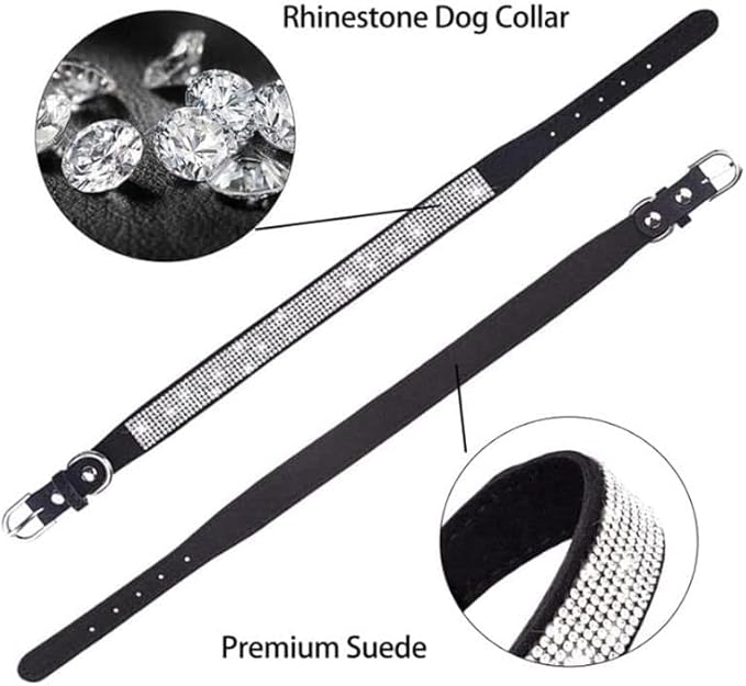 Serijoars Small Dog Collar with Rhinestone Crystal Diamond Colorful Bling Girl Puppy Cat Collars (L, Light Blue)