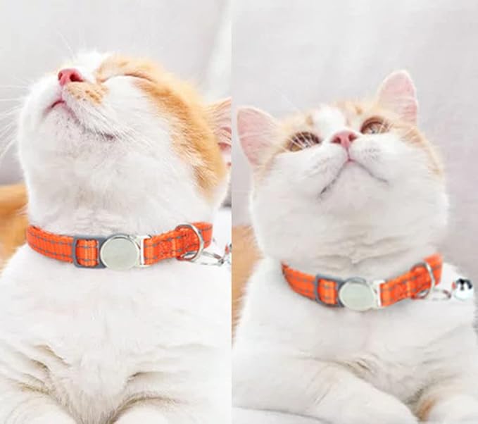 Reflective Cat Collar with Bell, Safety Soft Nylon Breakaway Kitten Collar with Bells, Tiny Puppy Collars for Xs Small Dogs, Neck 7-11 Inch Dark Purple