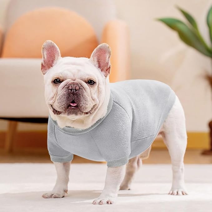 Idepet Dog Fleece Sweater, Small Dogs Shirt Pullover Sweatshirt Pet Dog Clothes Soft Puppy Sweater Warm Winter Shirt Classic Cat Apparel for Small Dogs and Cats (X-Large, Grey)