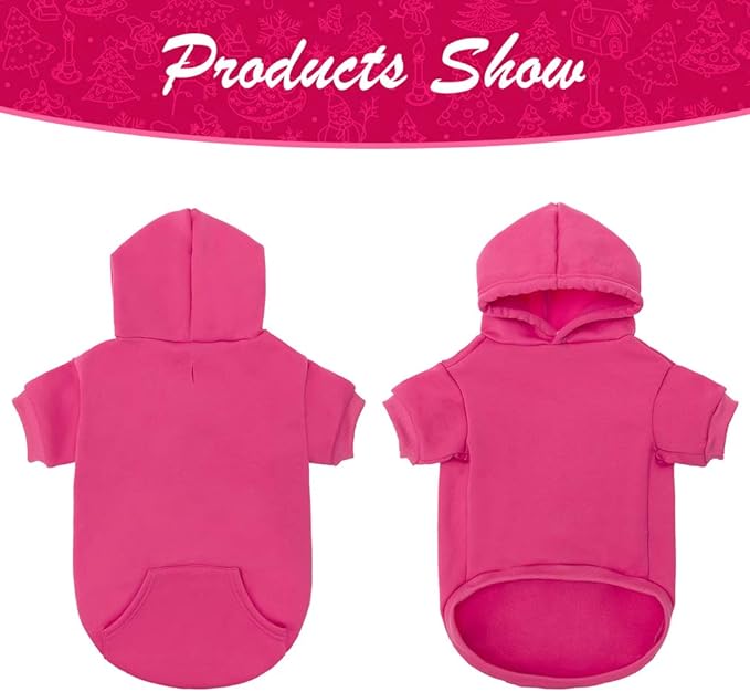 KOOLTAIL Basic Dog Hoodie - Soft & Warm Dog Hoodie Sweater with Leash Hole and Pocket, Dog Winter Coat, Cold Weather Clothes Sweatshirt for Small Medium Large Dogs Puppy Cat Boys Girls Deep Pink M