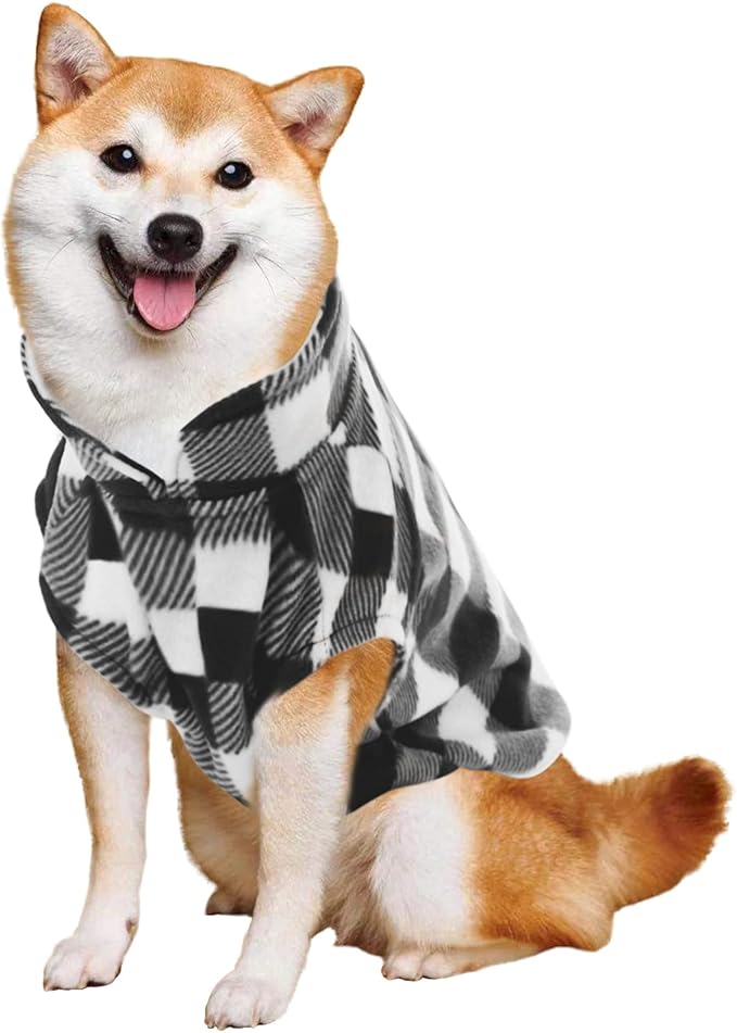 Kama Bridal Dog Spring Autumn Winter Coat Pullover Fleece Vest for Cats & Dogs - Thin Sweater, Black & White Plaid (Black, M)