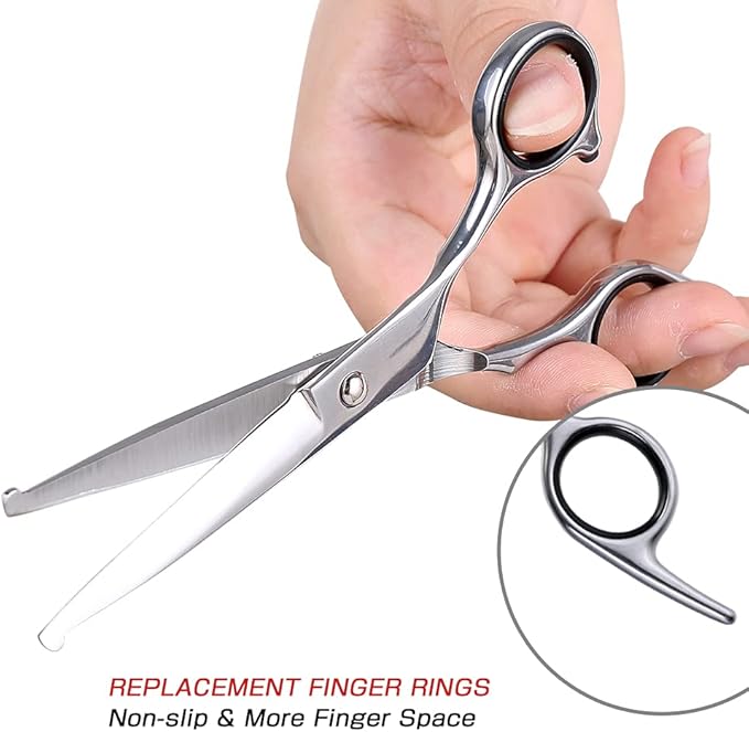 Chibuy Professional Dog Grooming Scissors Straight Cut with Safety Round Tips, 4CR Stainless Steel & Titanium Coated for Precise Cutting, for Professional Groomers & Home Use, for Dogs & Cats