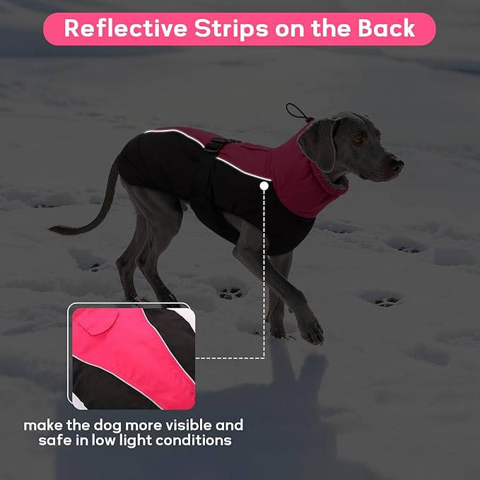 IDOMIK Dog Winter Coat, Reflective Waterproof Dog Jacket for Cold Weather, Warm Pet Coats for Small Medium Large Dogs, High Collar Doggy Fleece Snow Jacket, Winter Vest with Adjustable Buckle,XL