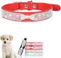 Serijoars Small Dog Collar with Rhinestone Crystal Diamond Colorful Bling Girl Puppy Cat Collars (XS, Red3)