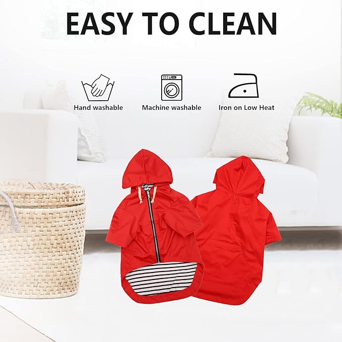 Dog Raincoat rain Jacket Raincoat Dogs Waterproof Small Medium Breeds Zip Closure Storage Pocket Harness Hole Red M