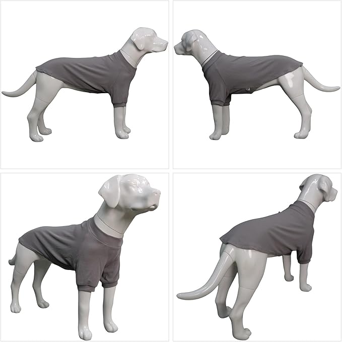 Lovelonglong Ribbed Dog T-Shirt Cotton Knitted Dog Sweaters for All Season Pet T-Shirts for Large Medium Small Dogs Dark Gray L