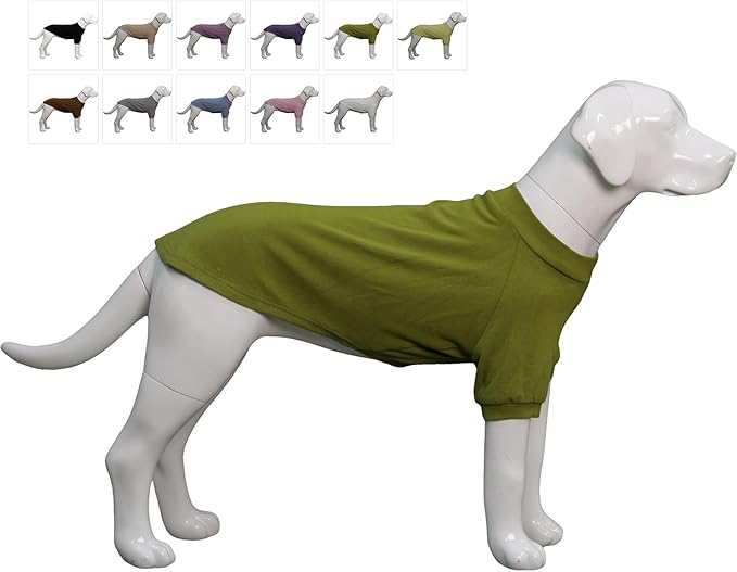 Lovelonglong Ribbed Dog T-Shirt Cotton Knitted Dog Sweaters for All Season Pet T-Shirts for Large Medium Small Dogs Olive Green 2XL