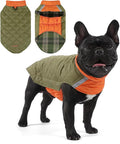 Reversible Waterproof Dog Coat - Adjustable Winter Jacket for Small to Large Breeds, Warm Cold Weather Apparel for Medium Dogs (Army Green & Orange, X-Large (Pack of 1))